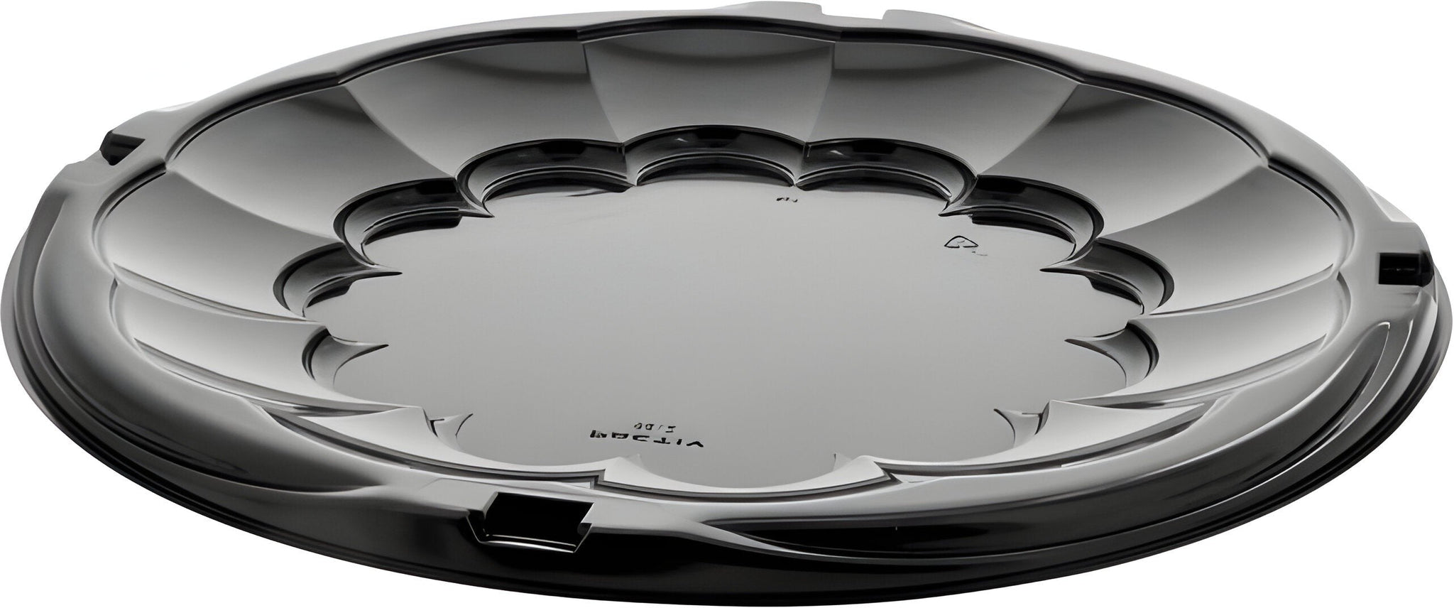 Pactiv Evergreen - 12" Black Plastic Round Catering Tray, Pack of 50 - 9812K