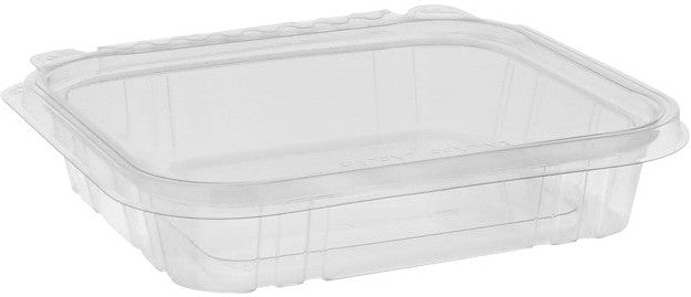 Pactiv Evergreen - 16 Oz Recycled Plastic Hinged Deli Container Shallow, Tamper Evident, Clear , Pack of 240- TEHL7X616S