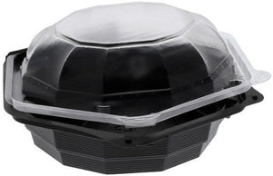 Pactiv Evergreen - 6" Black/Clear, Dual Color SmartLock® Hinged Lid Hexagon Container, Pack of 120- YEH891600000