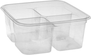 Pactiv Evergreen - 6" Recycled Plastic Square Clear 32 Oz Deli Container 4 Compartment, Pack of 360 - Y6S324C