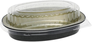 Pactiv Evergreen - 6.88" X 4.56" X 3" Aluminum Carry-Out Container, Black And Gold Base With Clear Dome, Pack of 100 - Y6707WPSFG