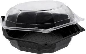 Pactiv Evergreen - 7" Black/Clear, Dual Color SmartLock® Hinged Lid Hexagon Container, Pack of 120 - YEH891700000