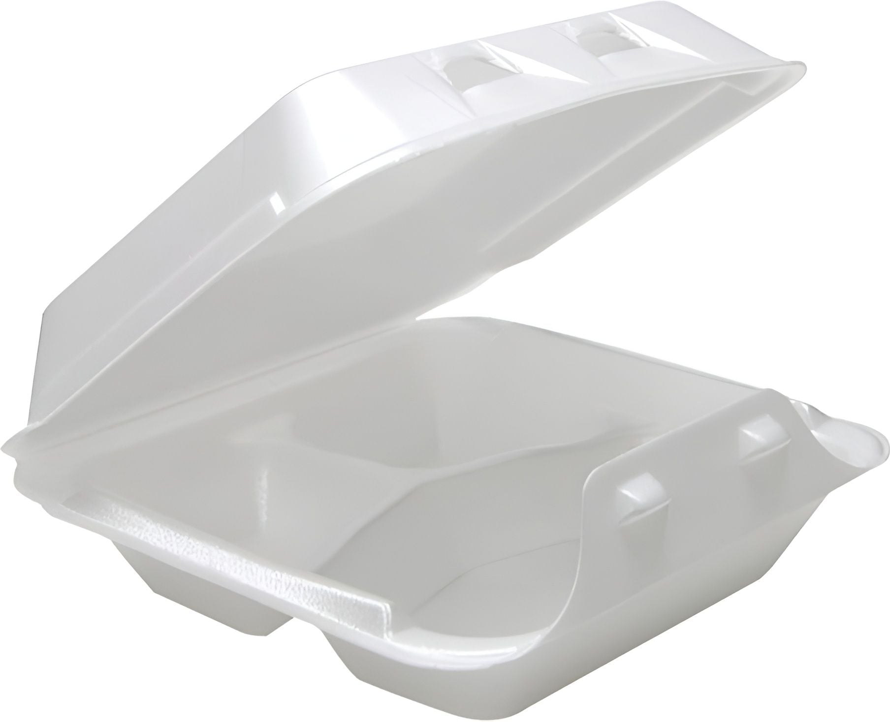 Pactiv Evergreen - 7.5" x 8" x 2.63", Foam Small SmartLock® 3-Compartment Hinged-Lid Takeout Container, White, Pack of 150 - YHLW07030000