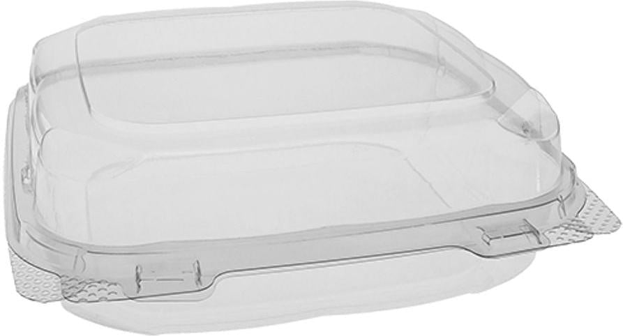 Pactiv Evergreen - 8" x 8" x 3" RPET Clear Hinged Lid Container, 200/Cs - PC0CASH11200000