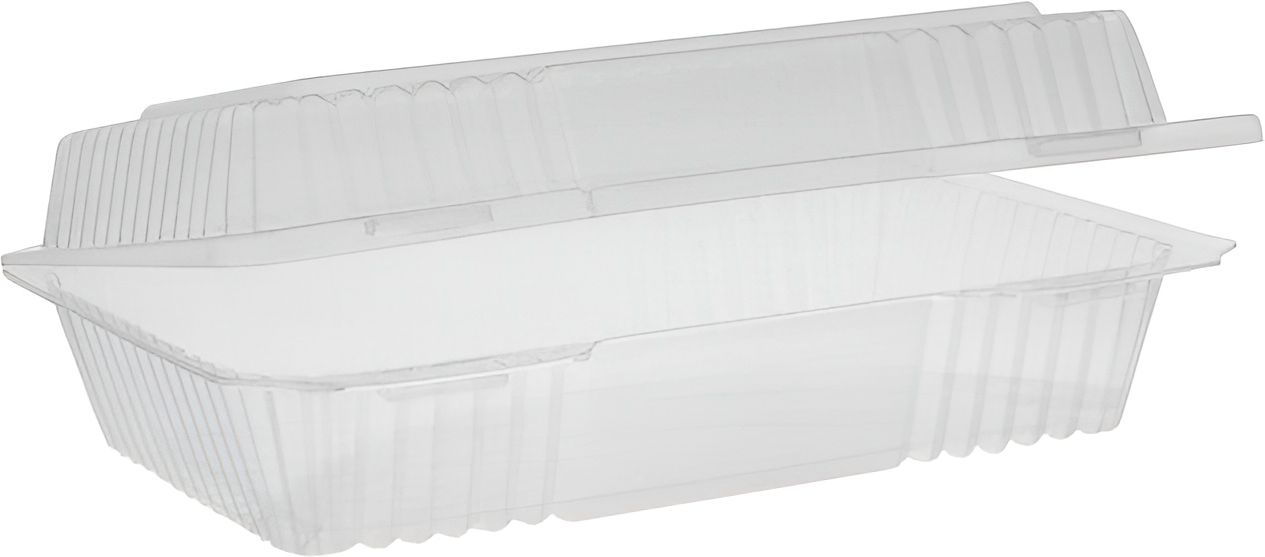 Pactiv Evergreen - 9.25" x 6.25" x 2", Clear View Rectangular Hinged-Lid Takeout Container Plastic, Pack of 200 - YCI820350000