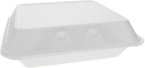 Pactiv Evergreen - 9.5" x 10.5" x 3.25", White Foam XLarge Hinged-Lid Takeout Container Smartlock, Pack of 250 - YHLW10010000