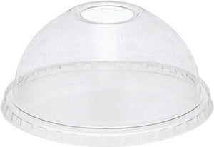 Pactiv Evergreen - Clear Recycled Plastic Dome Lid with Hole for "B" Size Cold Drink Cups, Pack of 900- YPDL24C