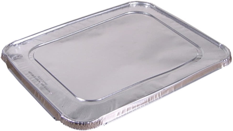 Pactiv Evergreen - Half- Size Aluminum Steam Table Flat Cover, Pack of 100 - Y101230