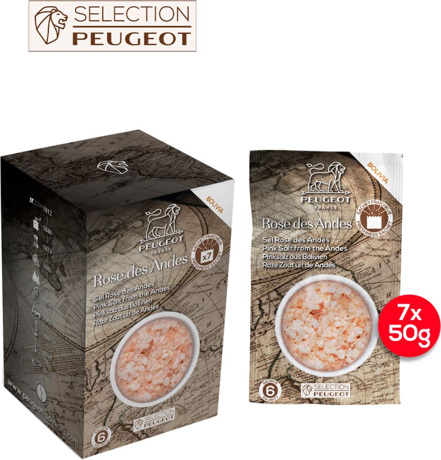 Peugeot - 7 x 50g Sachets of Bolivian Pink Rock Salt - 42738