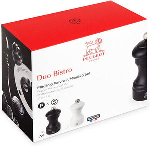 Peugeot - Bistro 4" Wood White/Black Salt & Pepper Mills, Set of 2 (10cm) - 2/24291