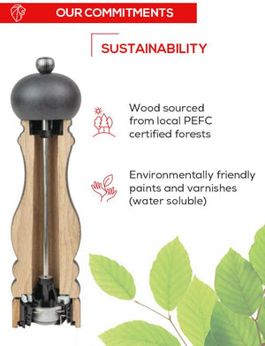 Peugeot - Boreal 8" Wood Feather White Pepper Mill (21 cm) - 44299