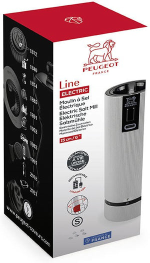 Peugeot - Line Electric 6" Aluminium Rechargeable Salt Mills (15cm) - 43131