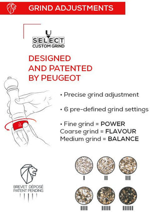 Peugeot - Paris Icone U'Select 9" Wood Lacquer Black Pepper Mill (32 Cm) - 37482