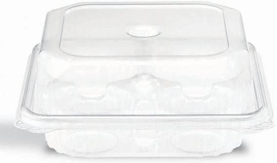 Placon - 7.81" x 7.63" x 3.22" Clear Muffin Container with 4 Compartment, 200/Cs - 2351660