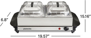 Proctor Silex Commercial - Double Buffet Server With Domed Lids - 34320