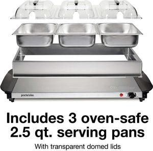 Proctor Silex Commercial - Triple Buffet Server With Domed Lids - 34300RG