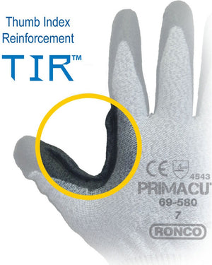 RONCO - Small Black & Grey Polyurethane Knitwrist Cuff Defensor Gloves - 69-580-07