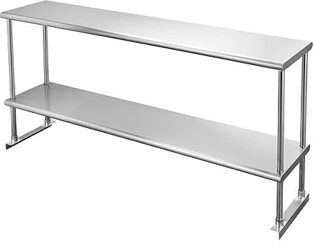 Randell - 111" Stainless Steel Cantilever Mounted Double-Tier Overshelves For Prep Stations/Raised Rail - PTCDT111