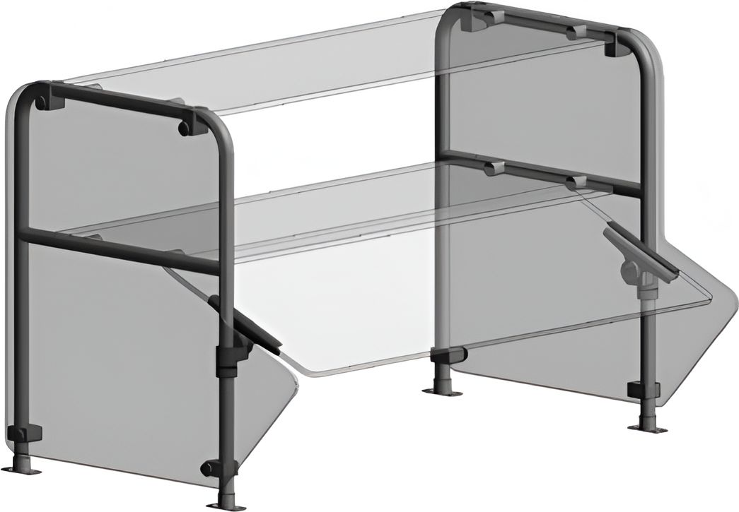 Randell - 30" Double Tier Double Sided Non Adjustable Self Service Glass On The Tier, Non Adjustable Self Service Front & Glass Top - RSB-DTDSNA-30