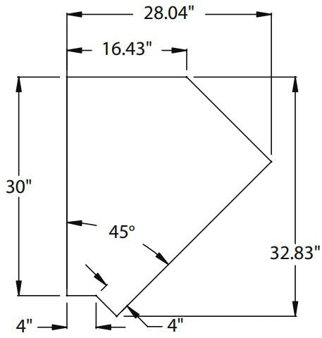 Randell - 30" x 35" Stainless Steel/Laminate Units 45 Degree Corner Filler, Open Storage - RAN COROPEN45 (Special Order 4-6 Weeks)