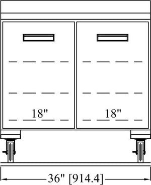 Randell - 36" Stainless Steel Two-Section Worktop Refrigerator With Two Doors - 9802-290