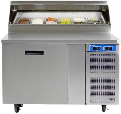 Randell - 48" Stainless Steel 1 Door Refrigerated Pizza Prep Table With Cold Wall Pan Rail - 8148W-290 (Special Order 4-6 Weeks)