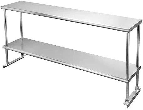 Randell - 48" Stainless Steel Deck Mounted Double Tier Overshelves For Prep Stations/Flat Top - SMDDT48 (Special Order 4-6 Weeks)