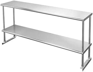 Randell - 48" Stainless Steel Deck Mounted Double Tier Overshelves For Prep Stations/Flat Top - SMDDT48