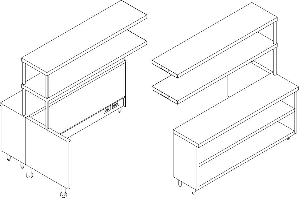 Randell - 50.5" Stainless Steel Chef Service Counters - RCC-50.5