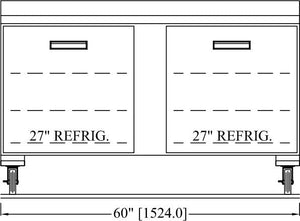 Randell - 60" Stainless Steel 2-Section Worktop Refrigerator With Two Doors - 9602-290