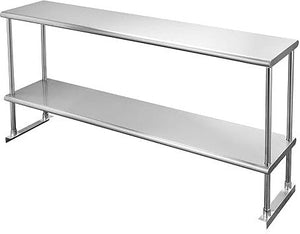 Randell - 60" Stainless Steel Cantilever Mounted Double-Tier Overshelves For Prep Stations/Raised Rail - PTCDT60 (Special Order 4-6 Weeks)