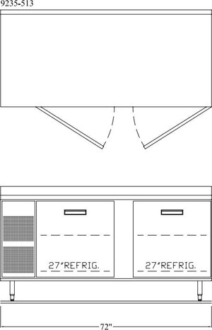 Randell - 72" Stainless Steel 2-Section Worktop Refrigerator With Two Doors - 9235-513