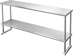 Randell - 72" Stainless Steel Deck Mounted Double Tier Overshelves For Prep Stations/Flat Top - RMDT7216 (Special Order 4-6 Weeks)