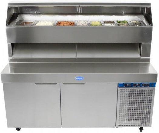 Randell - 72" Stainless Steel Two Doors Refrigerated Pizza Prep Table - 8272D-290 (Special Order 4-6 Weeks)