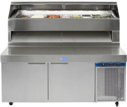 Randell - 83" Stainless Steel 2 Door Refrigerated Pizza Prep Table - 8383N-290