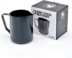 Rhino - 32 Oz Black (950ml) Stealth Milk Pitcher - RHTEF32OZ