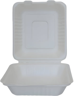 RiteEarth - 8" x 8.7" Bagasse Hinged Container, Pack of 200- H891