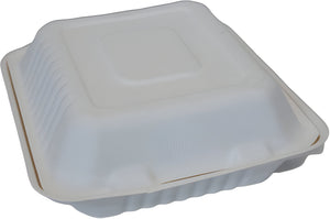 RiteEarth - 8" x 8.7" Bagasse Hinged Container, Pack of 200- H891