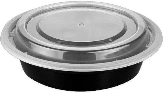 RitePak - 32 Oz Black Plastic Bowl with Lid Combo, 150/Cs - RPMB0738B