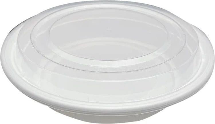 RitePak - 6", 16 Oz Capacity White Round Polypropylene Container with Lid Combo, 150/Cs - RPMC0616W