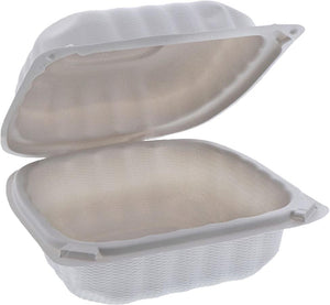 RitePak - 6" x 6" White MFPP Hinged Sandwich Container, 400Pcs/Cs - RPPH601