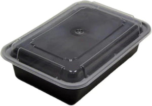 RitePak - 7" x 5" x 1.5", 16 Oz Capacity Black Rectangular Container with Lid Combo, 150/Cs - RPMR7516B