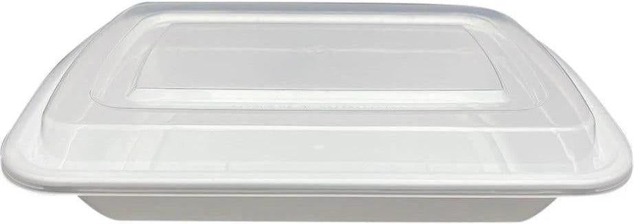 RitePak - 7" x 5" x 1.5" 16 Oz Capacity White Rectangular Container Combo, 150/Cs - RPMR7516W