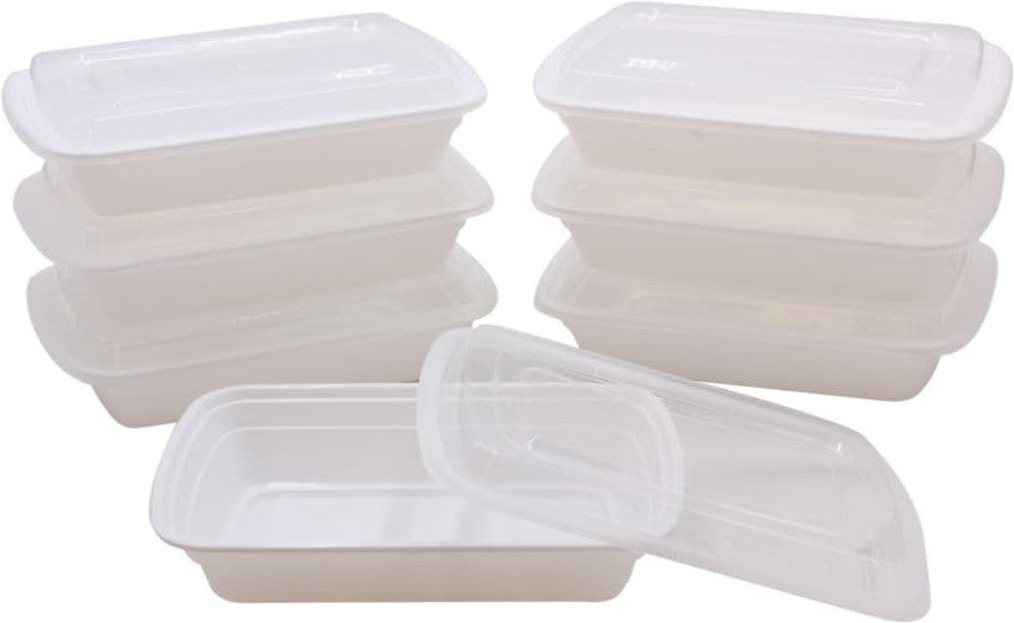 RitePak - 8" X 6" X 1.75" White Rectangle Microwavable Container Combo, Pack of 150- MR8632W