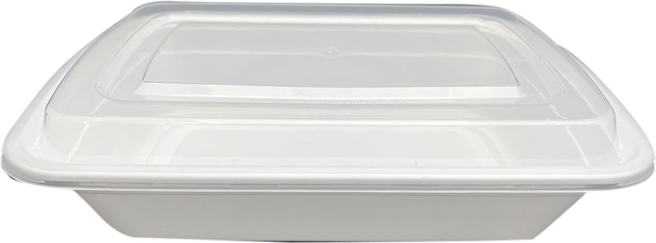 RitePak - 8" x 6" x 2" White Rectangle Mircrowavable Container Combo, Pack of 150 - MR8638W