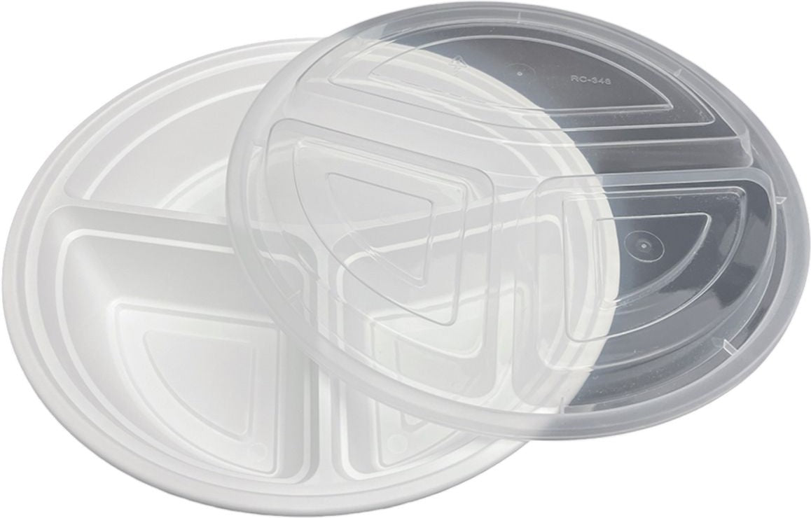 RitePak - 9" White Round Mircrowavable Container Combo, Pack of 150 - RPMC093CW