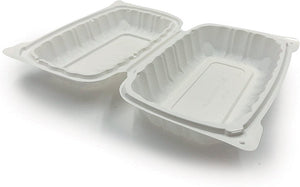 RitePak - 9" X 6" MFPP White Hinged Microwavable Container, Pack of 200 - PH188