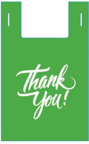 RiteSource - S5 Reusable Green Thank You Print T-Shirt Bags, Pack of 250 - RSTPPS5TYG