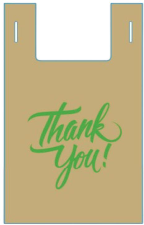 RiteSource - S5 Reusable Kraft Thank You Print T-Shirt Bags, Pack of 250 - RSTPPS5TYK