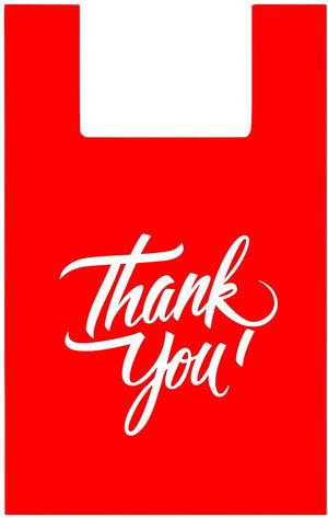 RiteSource - S5 Reusable Red Thank You Print T-Shirt Bags, Pack of 250 - RSTPPS5TYR